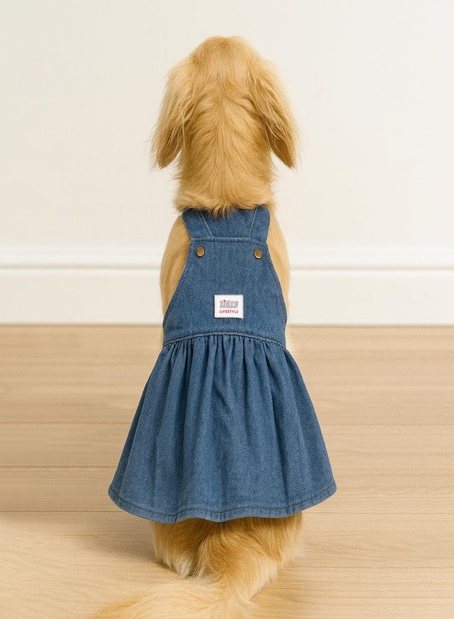 Zigly Lifestyle Denim Frock for Dogs-Blue-M- Soft Lightweight Pet Apparel for Small & Medium Breeds | Stylish Casual Outfit for Pets - Image 5